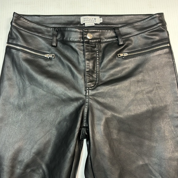 Molly Bracken Black Vegan Leather Skinny Pant. Sz S - Picture 5 of 13